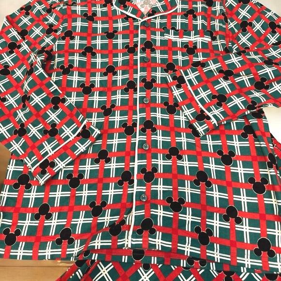 Adult Disney Mickey Mouse Holiday Flannel Pajama Top and Bottoms Medium - Picture 2 of 7
